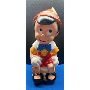 Vintage Walt Disney Pinocchio Coin Bank w/ Plug 11" Play Pal Plastics 1970's